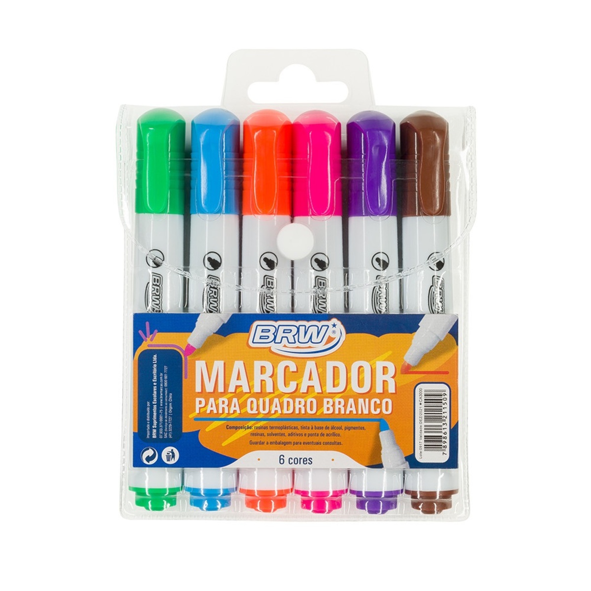 Caneta Marcador Quadro Branco Color 4.0mm 6 Cores - BRW