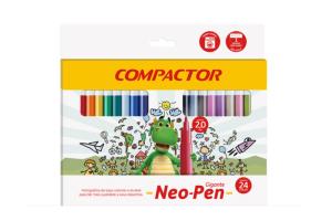 Caneta Hidrocor Neo-Pen 2.0mm Gigante 24 Cores - Compactor