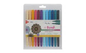 Caneta Hidrocor Brush Pen Boho Chic Vibes Ponta Dupla 12 Cores - Tris